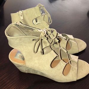 Suede lace up wedge